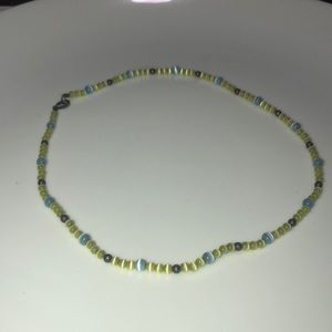 Green and blue beaded choker necklace